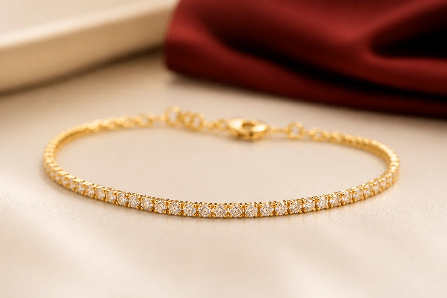 Delicate gold bracelet with sparkling stones — the kind of everyday luxury piece Capstone Jewelry Club members will shop